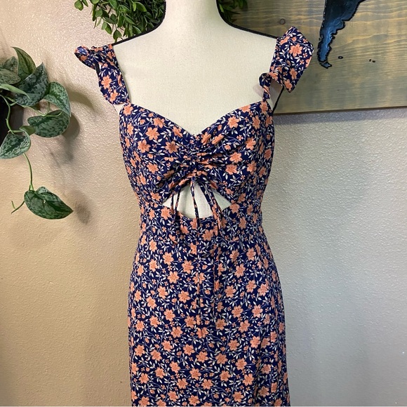 NWOT lulus The Way to Love Navy Blue Floral Print Ruffled Maxi Dress - Picture 3 of 9